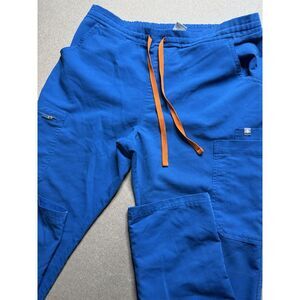 Figs Technical Collection Size M Scrubs‎ Po#1652 Pants Blue Cargo Zip Pocket